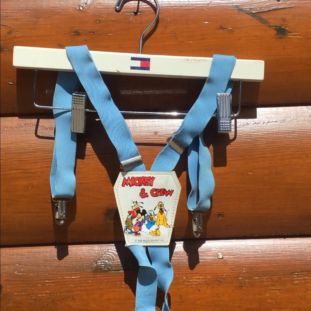🏰 Vintage Mickey Mouse Suspenders Boho Baby Blue